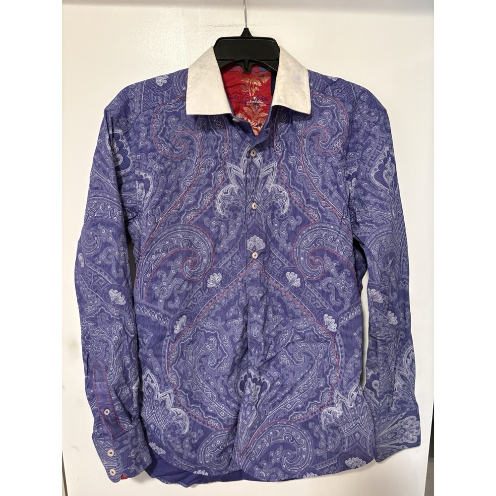 Robert Graham Paisley Baroque Dress Shirt Contrast Collar Flip Cuff Men M